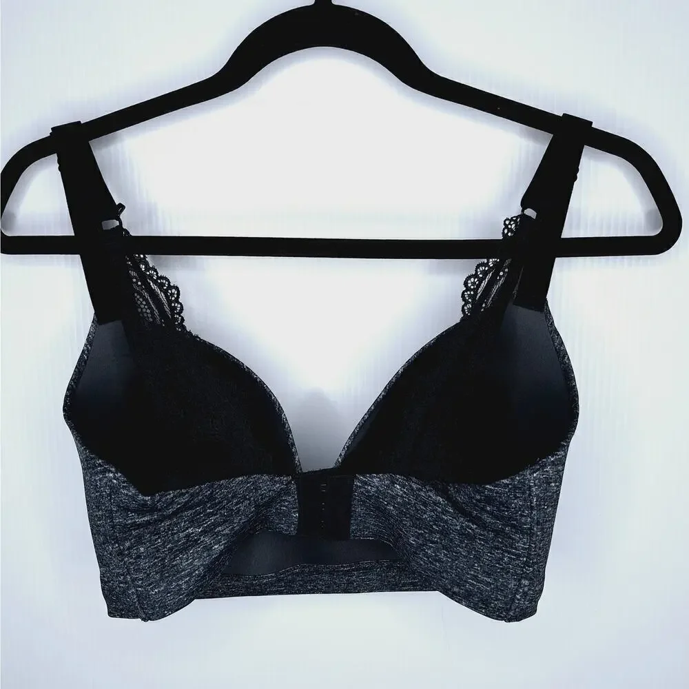 Soma Enbliss Luxe Wireless J Hook Bra Lace Back 34 DD Racerback Heather Quartz